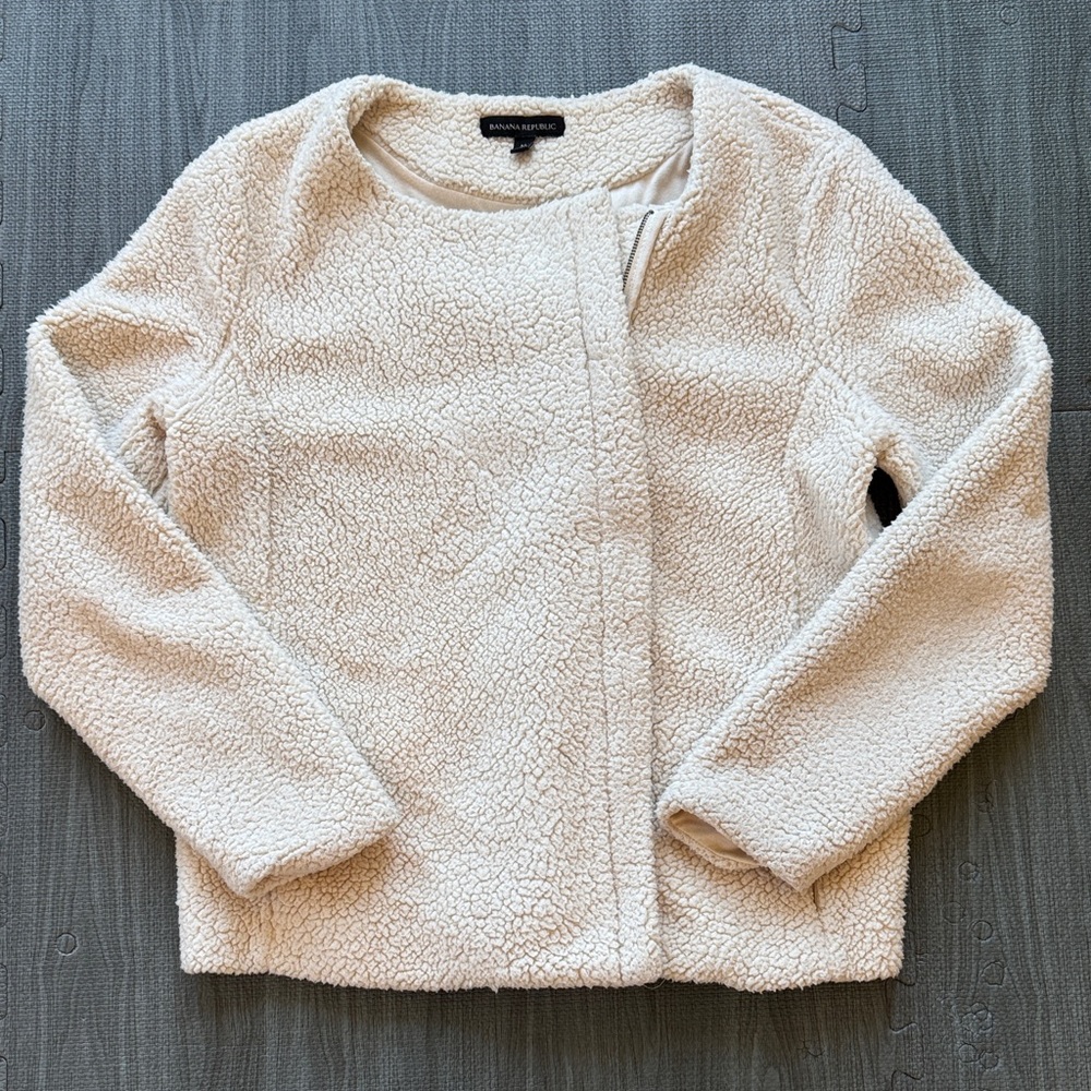 Banana Republic Off-White Sherpa Jacket - Women's Size M